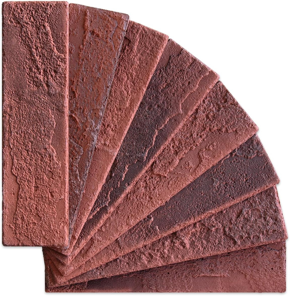 100 Vintage Red 3D Faux Brick Wall Tiles for Home Decor (14.2 Sq Ft)