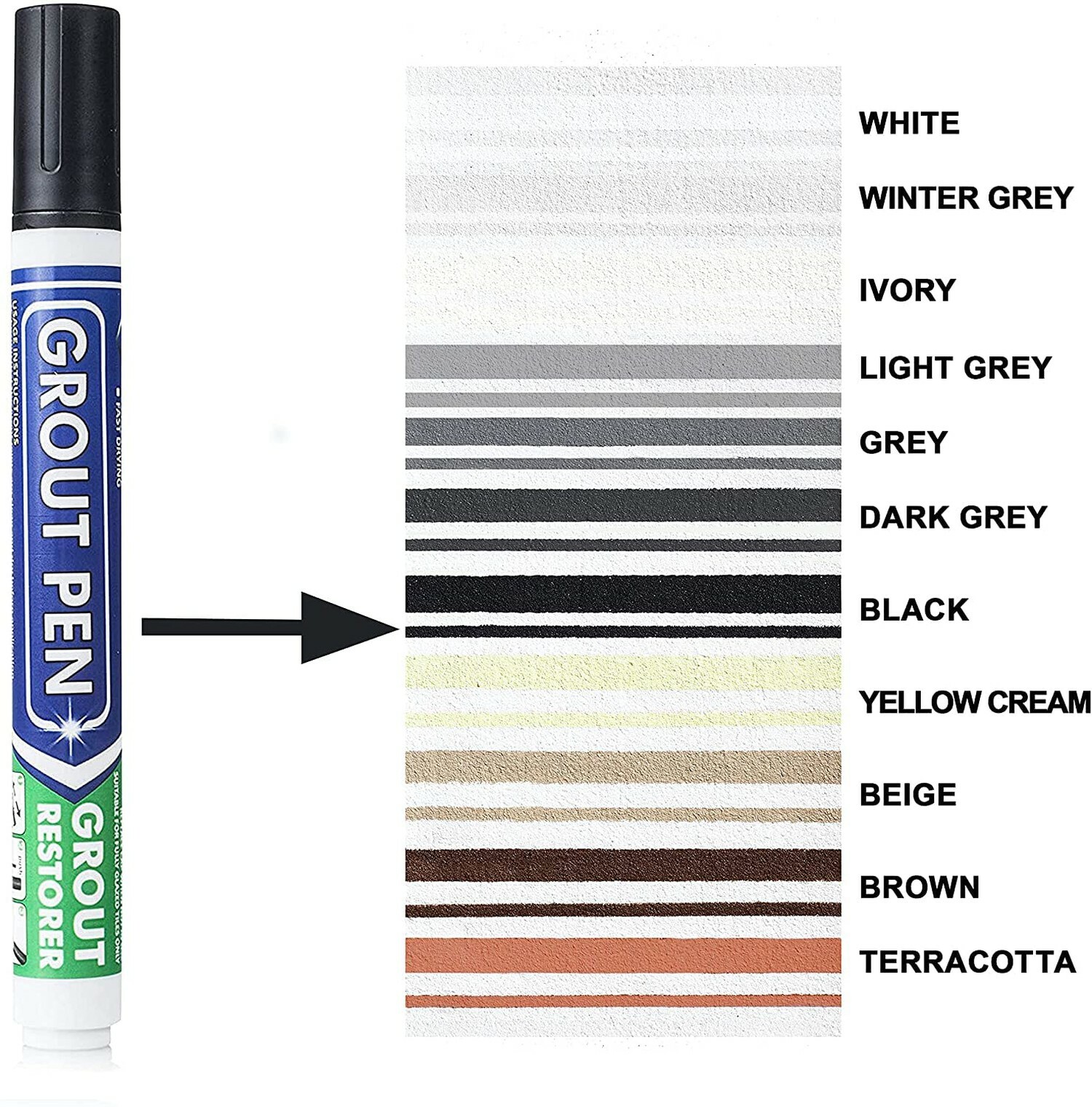 Grout Pen Black Tile Paint Marker: Waterproof Tile Grout Colorant w/ Extra Tips