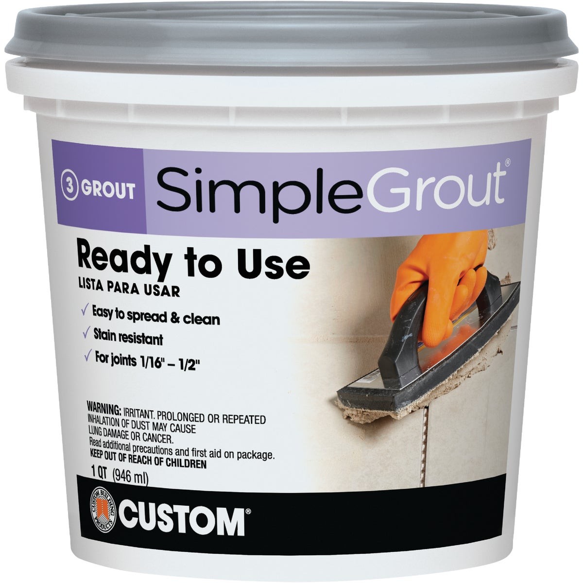 Custom Building Products Simplegrout Quart Delorean Gray Pre-Mixed Sanded Tile