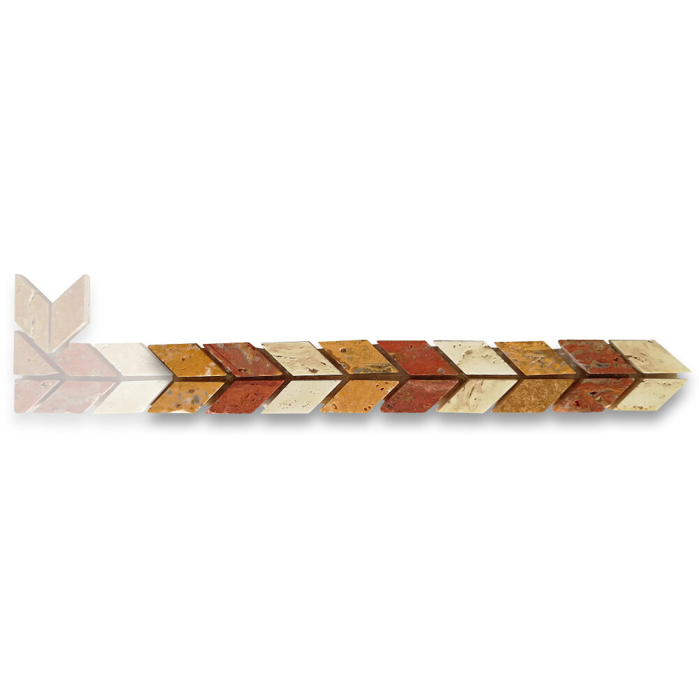 B0004P Marble Mosaic Border Listello Accent Tile Arrow Gold 1.2×8.3 Polished