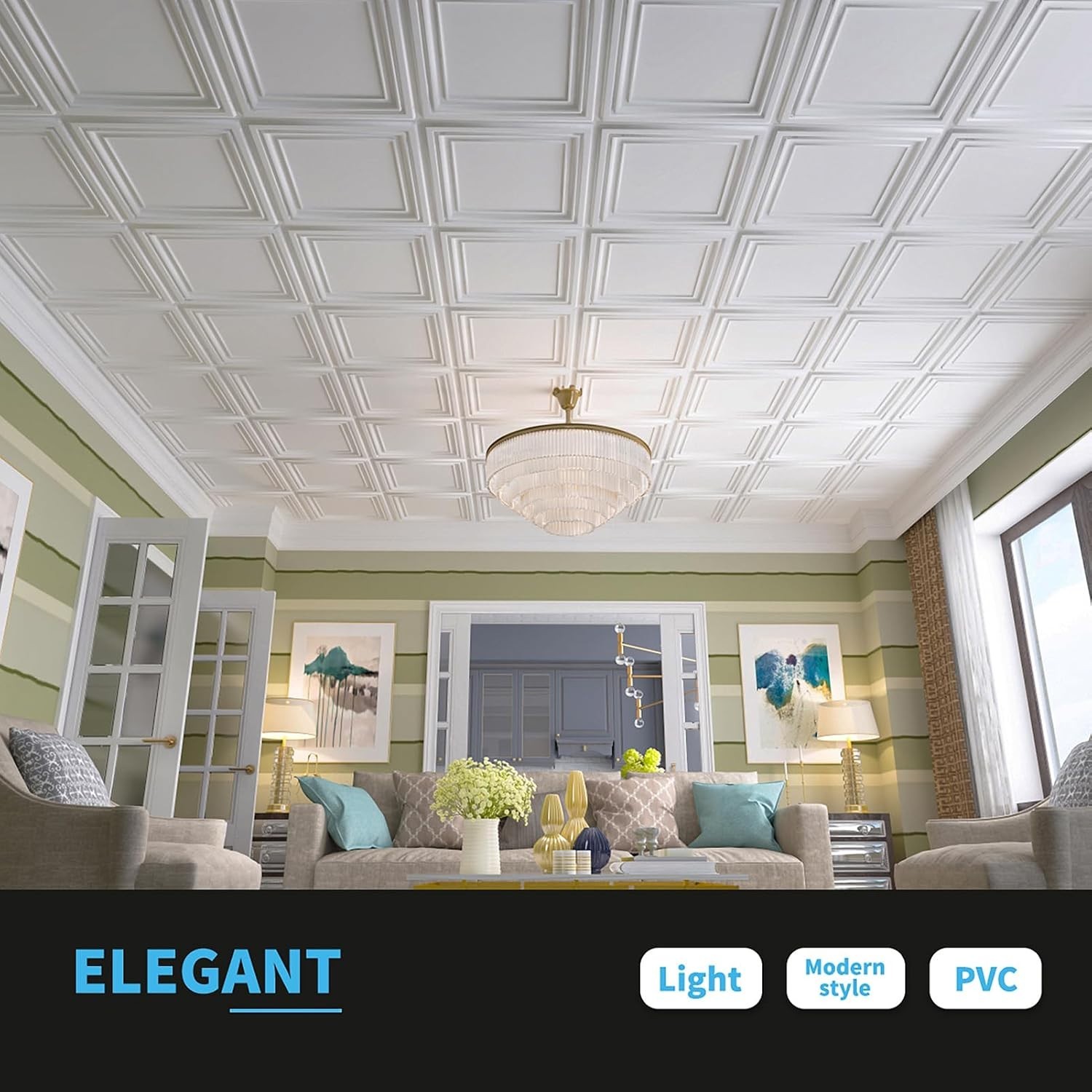 3D Plastic Ceiling Tiles Waterproof 24-Pack