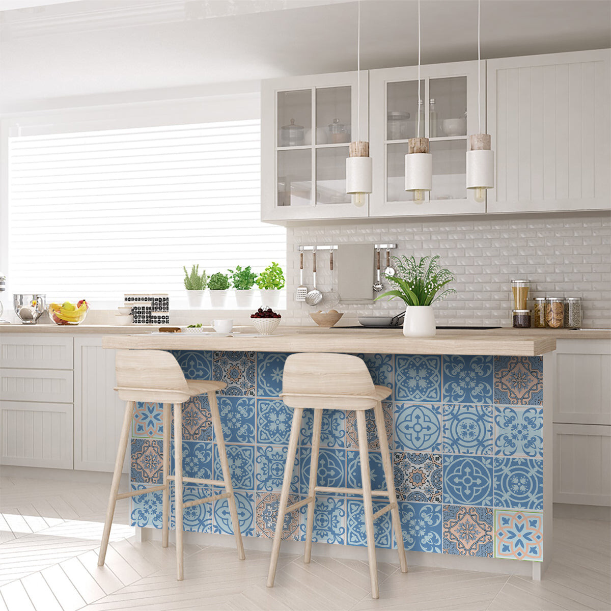 6″ X 6″ Ocean Blue Mosaic Peel And Stick Removable Tiles