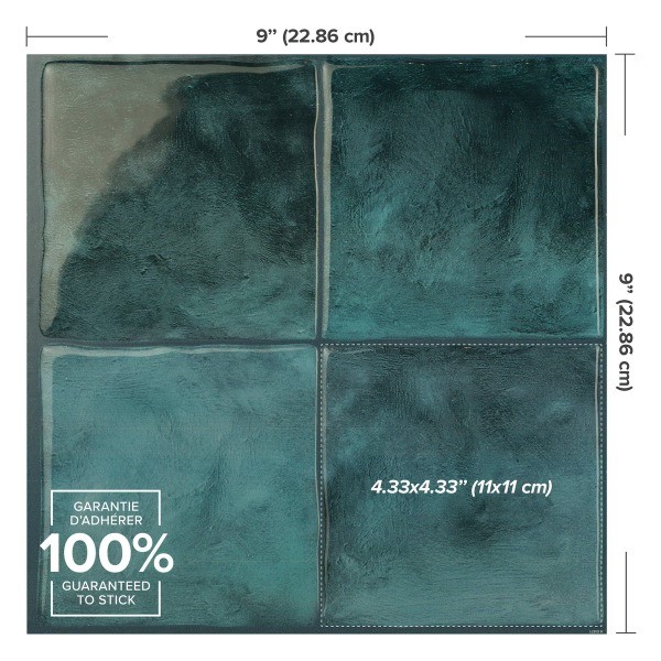 Zellige Costa Peel and Stick Backsplash Tiles Blue