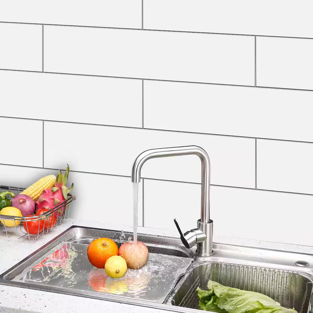 White Plank 5 In. X 24 In. SPC Peel and Stick Backsplash Tile (0.8 Sq. Ft./Pack)