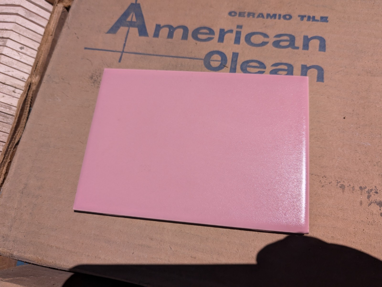 1 piece 4 1/4×6″ Ceramic Tile #68 Rose NOS American Encaustic Olean Tile 1950s