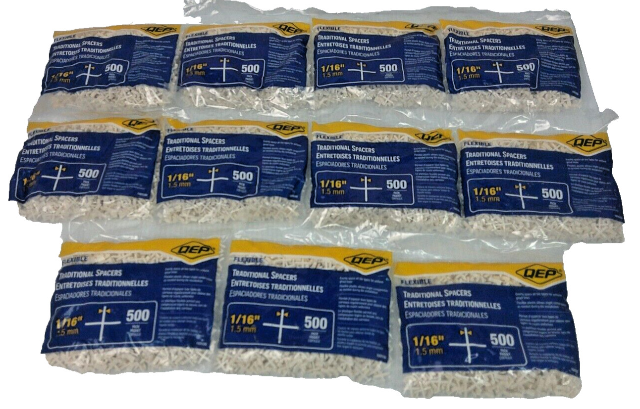 Lot of 11 QEP Traditional Spacers 1/16″ 1.5mm 500pk / 5,500 Spacers