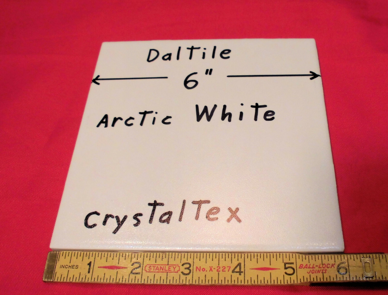 1 pc. *White* 6″ X 6″ by Daltile; Crystaltex Finish-Crystall, Lightly Textured