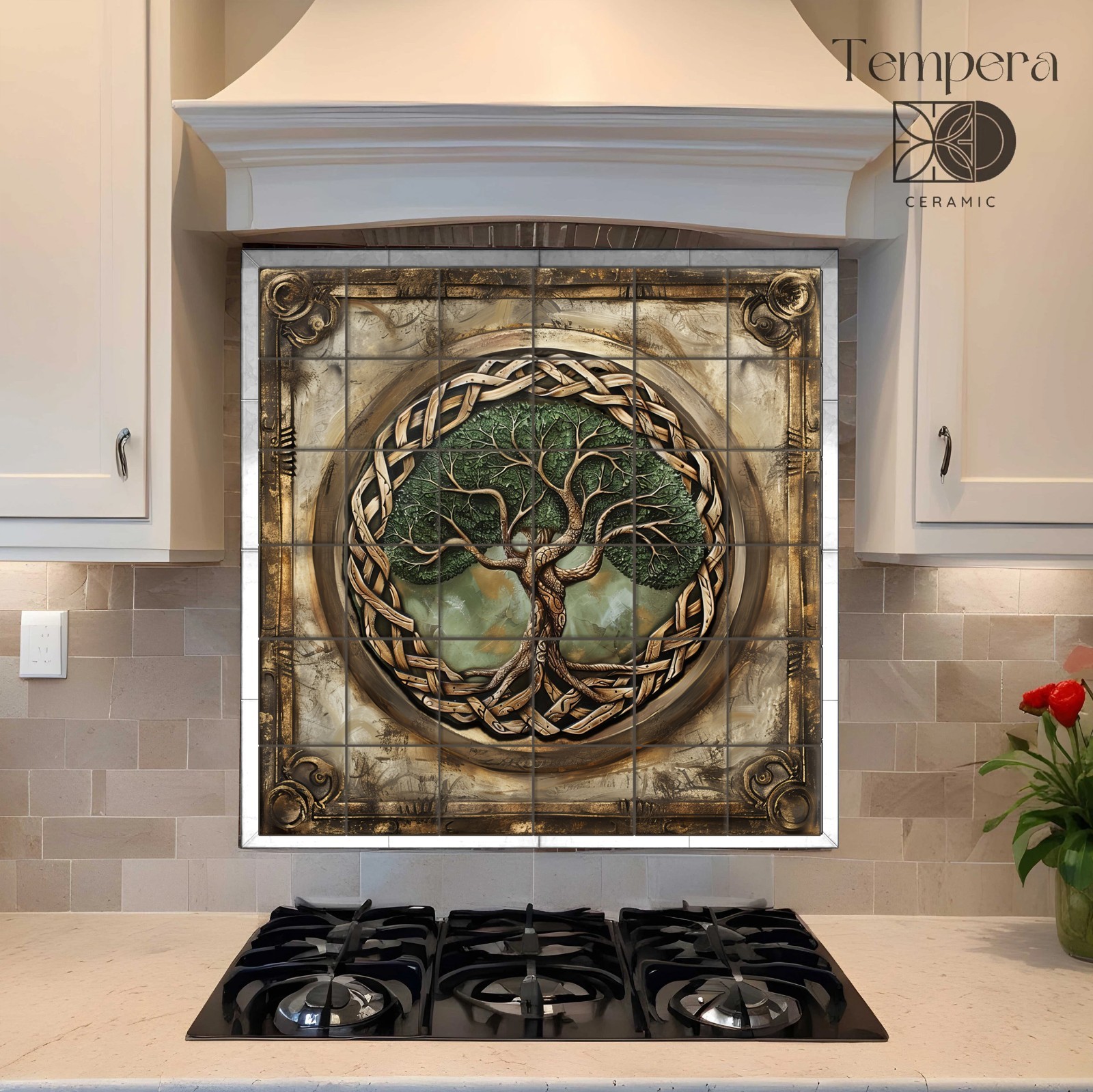 Celtic Tree of Life Tile Backsplash, celtic kitchen tiles, celtic knot tiles art