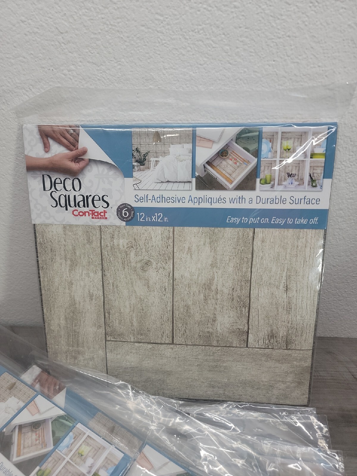 8 pack Contact Brand Deco Squares 12×12″ Vinyl 6 Pieces Per Pack Wood Gray