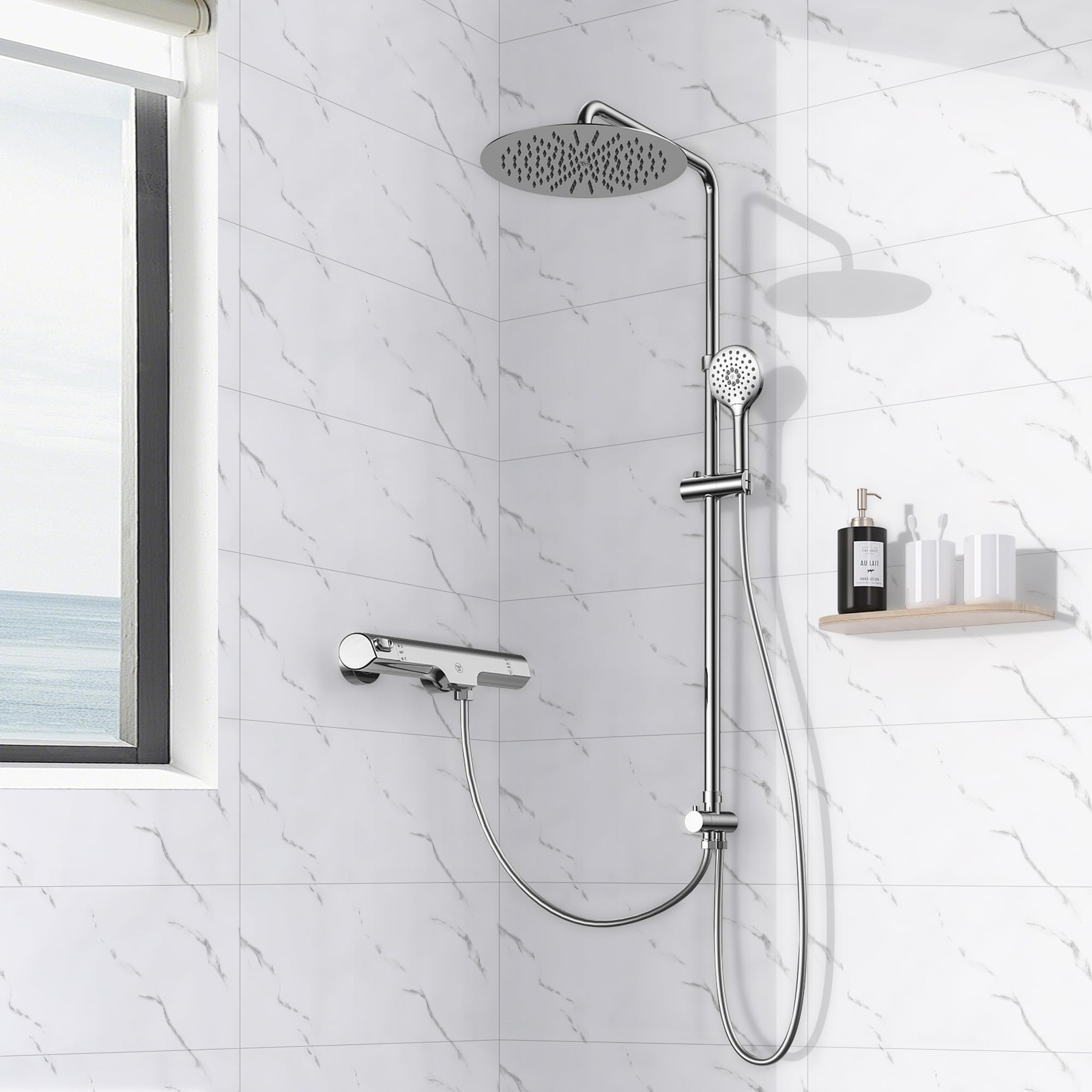 WADILE 23.6″x11.8″ Waterproof Marble Peel and Stick Wall Panels Marble Tile P…