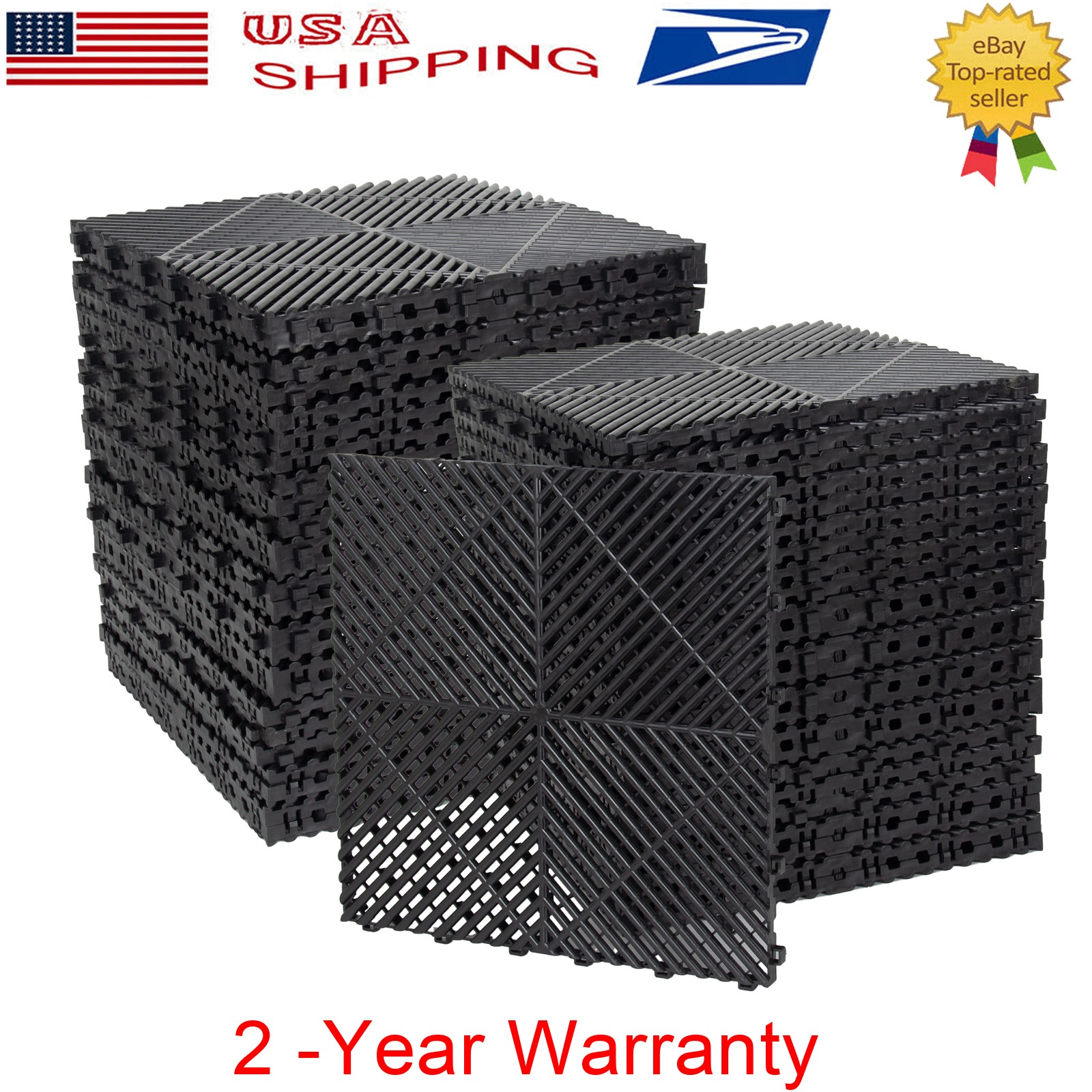 50Pcs Garage Floor Tiles Interlocking PVC 15.75”x15.75” Vented Water Drainage