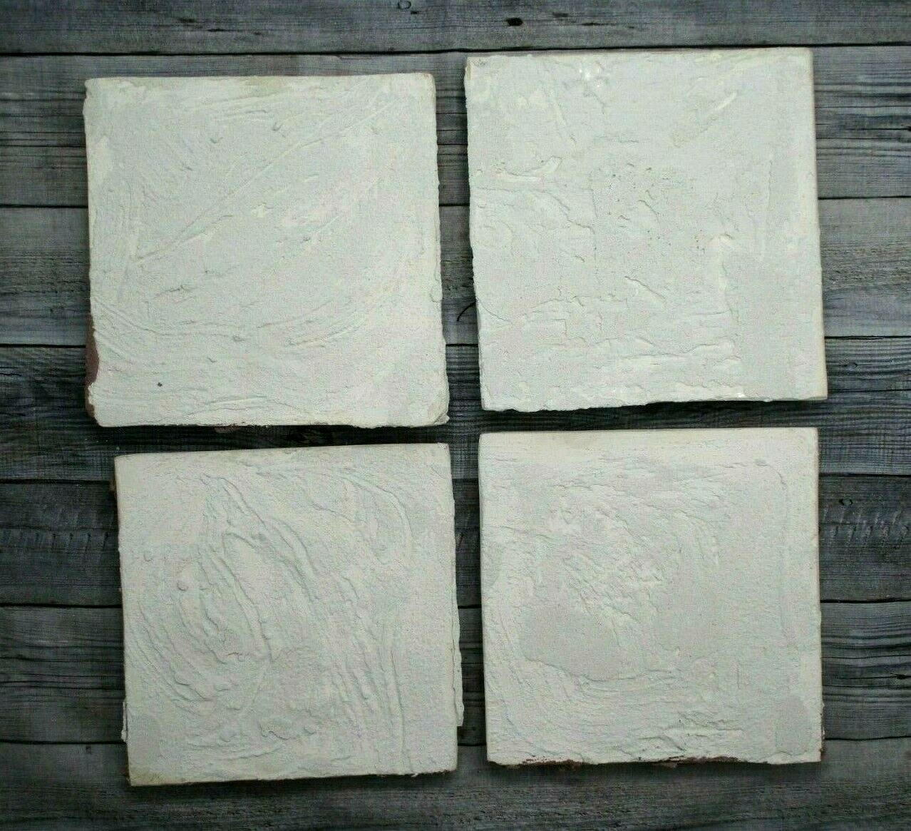 Vintage Ceramic Tile 6 inch white raised grape fruit basket country kitchen