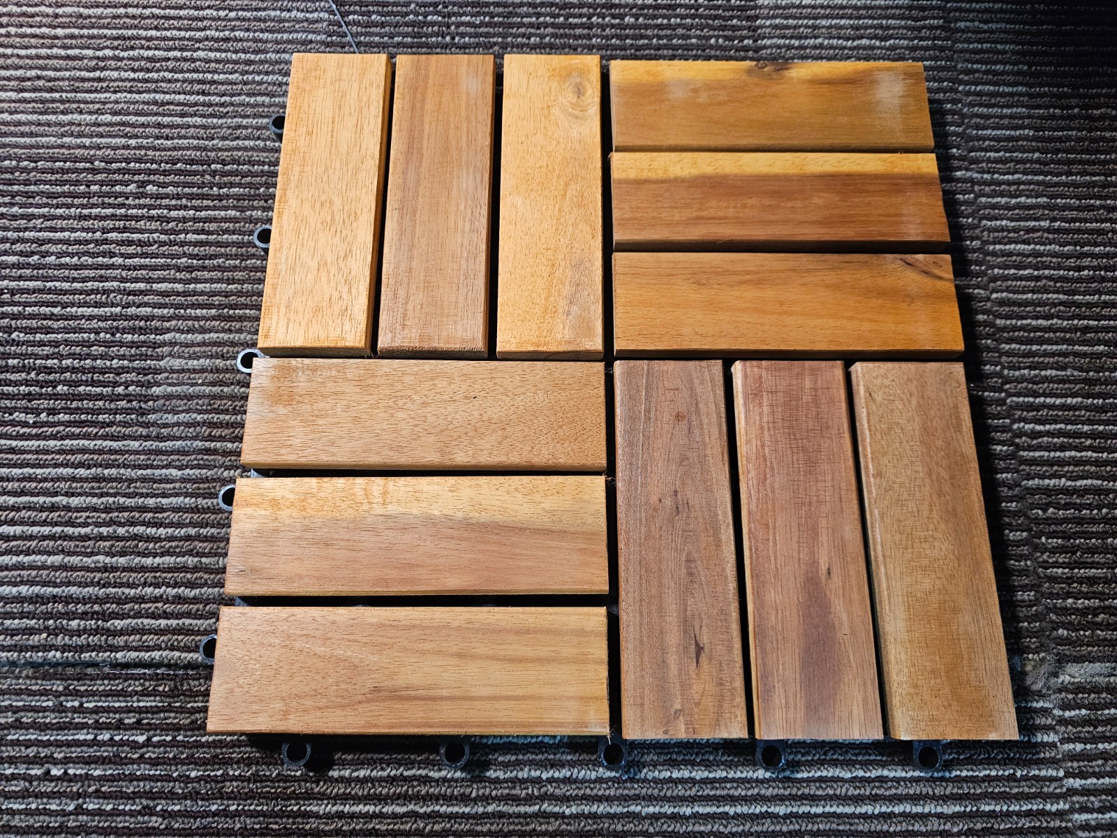 (QTY 10) 12″ x 12″ Acacia Wood Interlocking Flooring Tiles Deck Tile WDT064P10