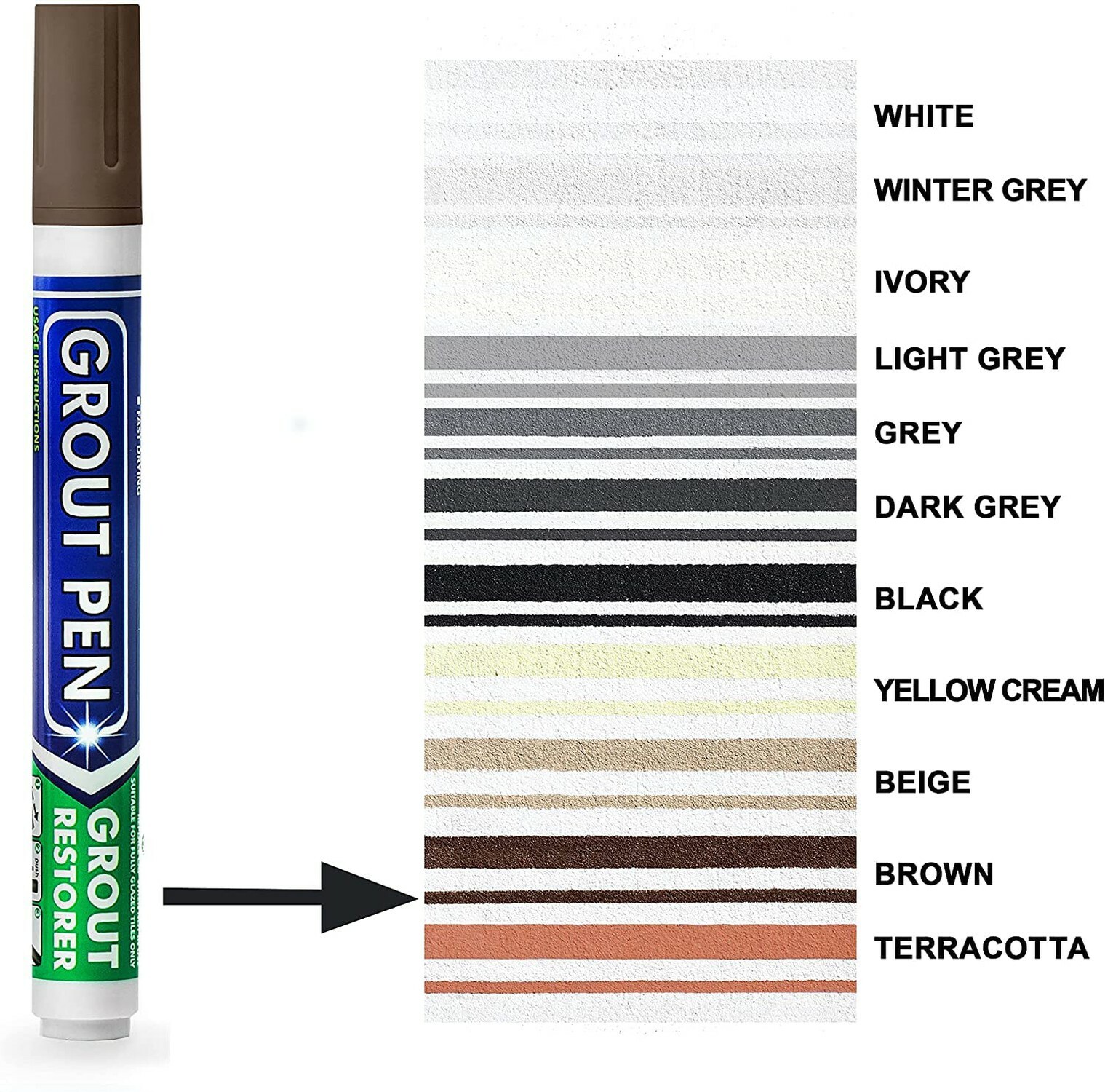 Grout Pen Brown Tile Paint Marker: Waterproof Tile Grout Colorant w/ Extra Tips