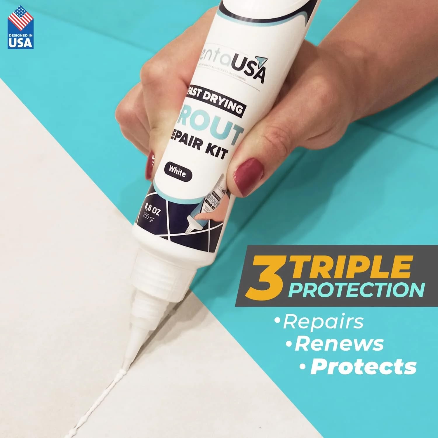 PentaUSA Tile Grout Repair Kit – White Grout Filler, Triple Protection, Fast …