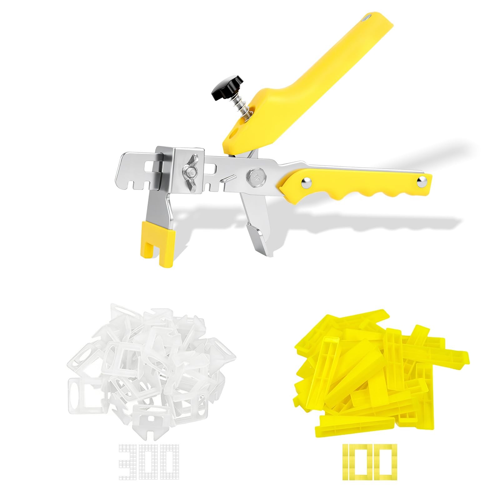 Tile Leveling System Kit with Tile Plier, 300pc Leveling Clips & 100pc Reusab…
