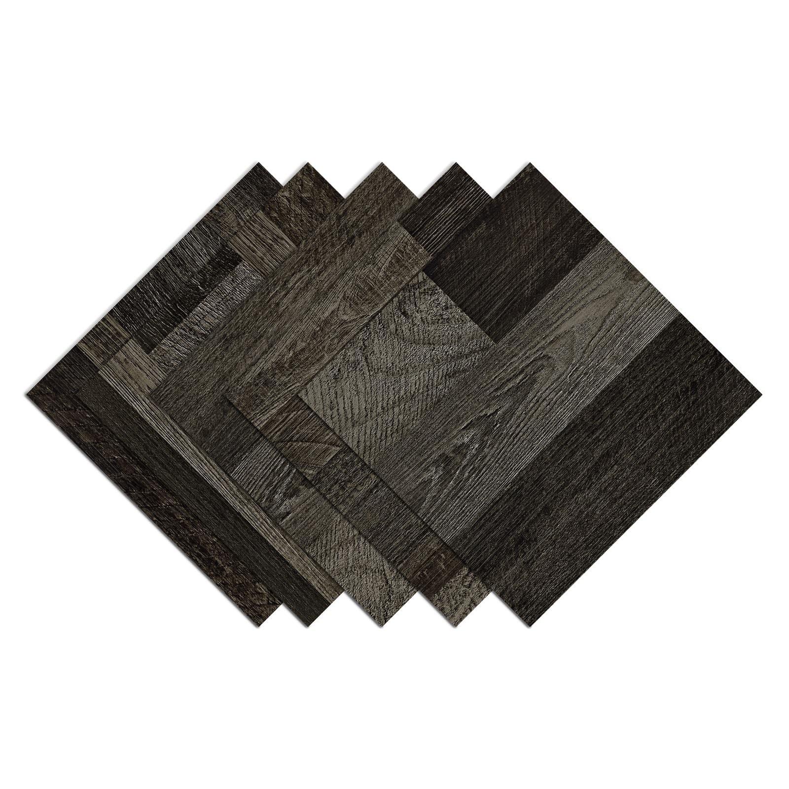 Wallercity Dark Brown Peel and Stick Floor Tile Vinyl Flooring Wood Grain New