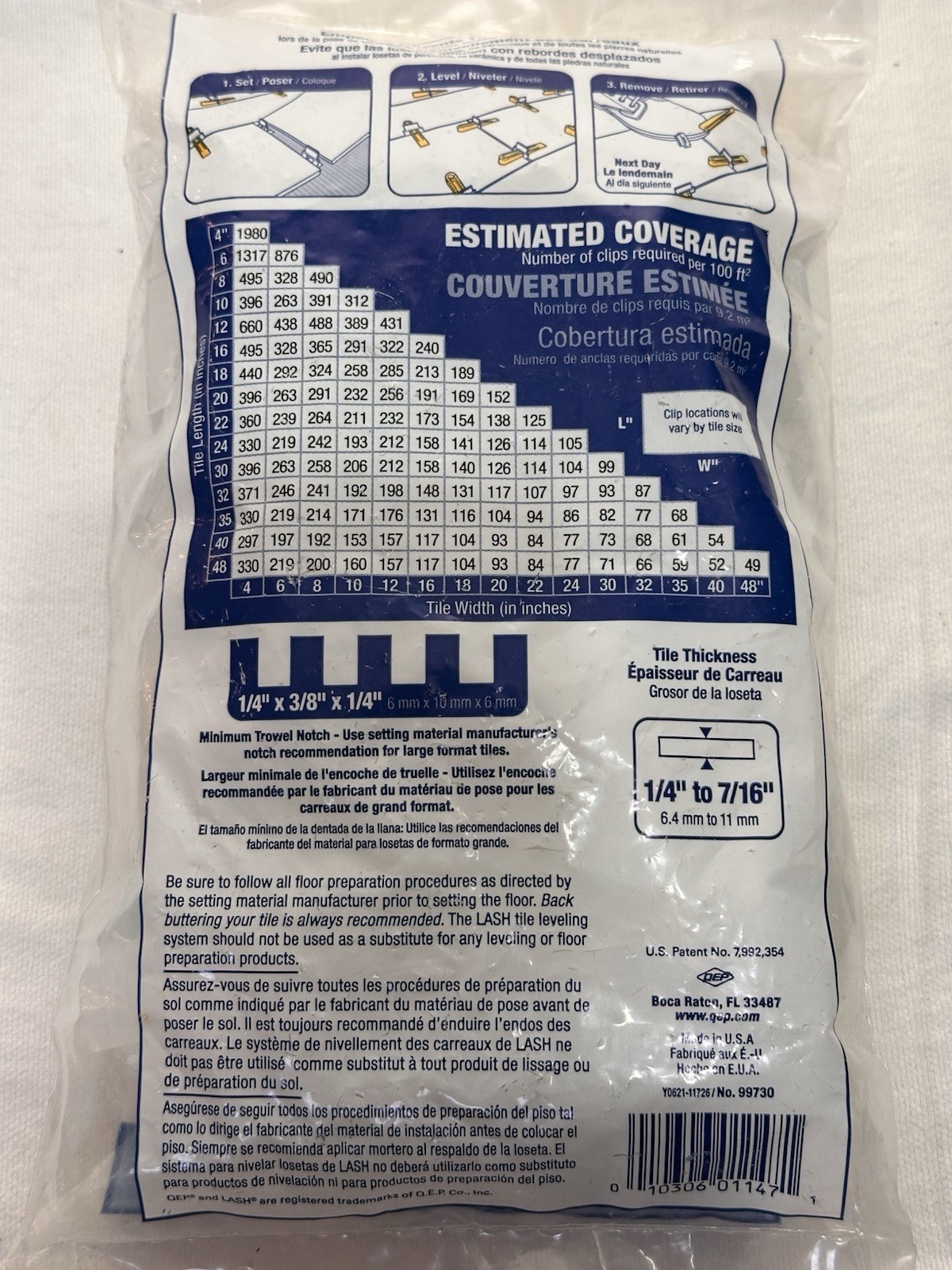 LASH White 1/16″ Tile Leveling Clips 100 ct. 1.5 mm