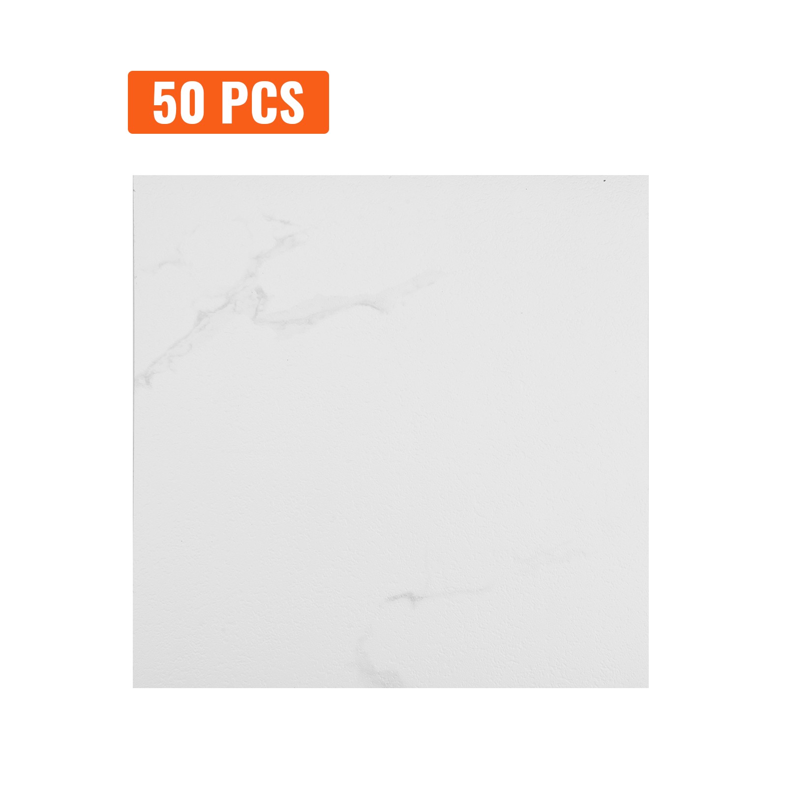 Uimoso 12” x 12” Self Adhesive Vinyl Floor Tiles 50 PCS 1.5mm Thick White Marble