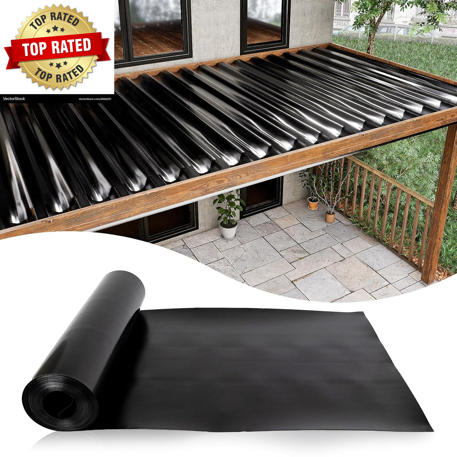 1PCS 50FT Black under Deck Drainage System Trough HDPE Waterproofing