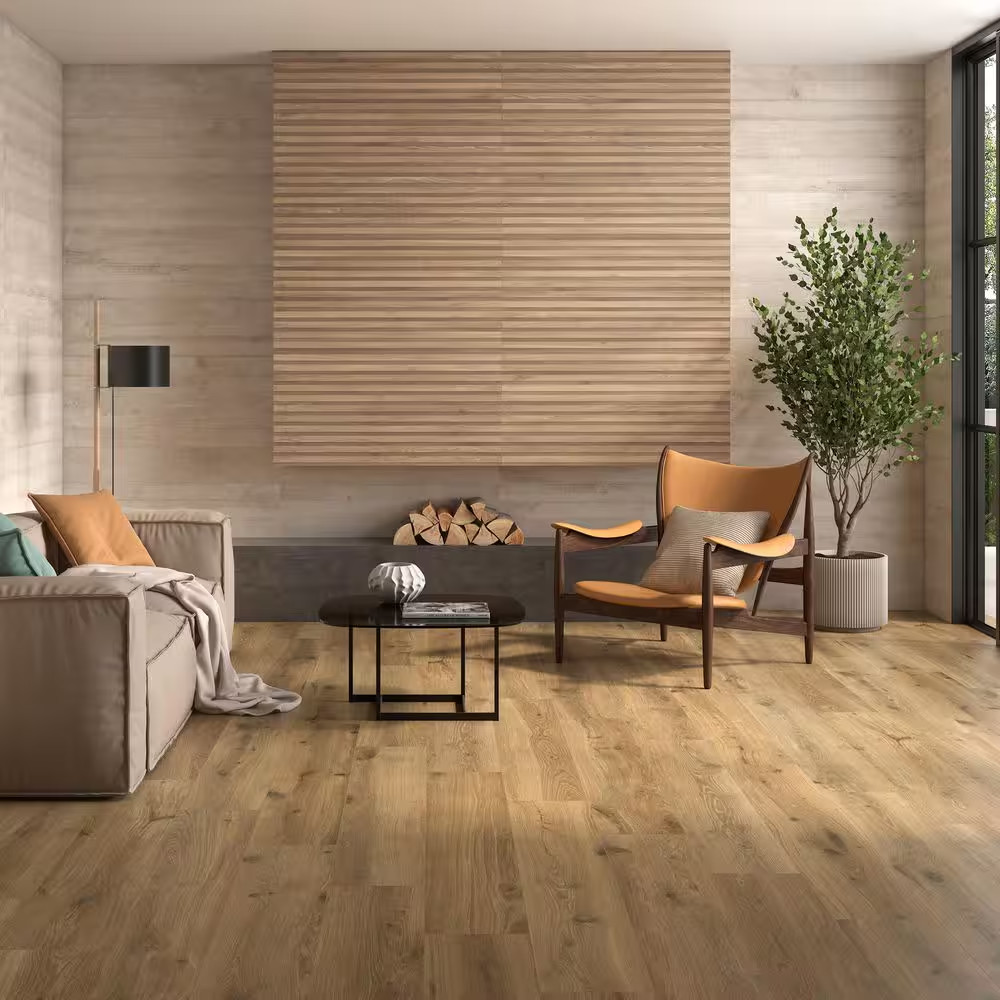 Brookline Ribbon Miel Brown 23.62 In. X 47.24 In. Matte Porcelain Floor and Wall