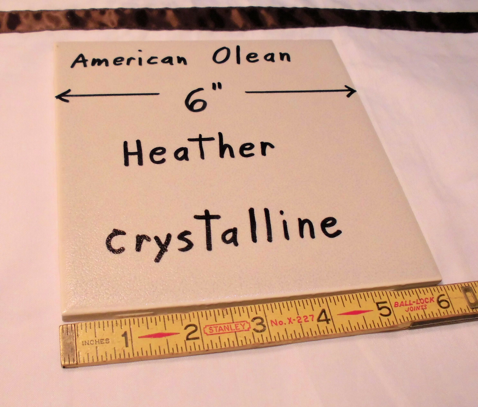 1 pc. 6″ Ceramic Tile Crystalline *Heather -Off White* by American Olean; NOS