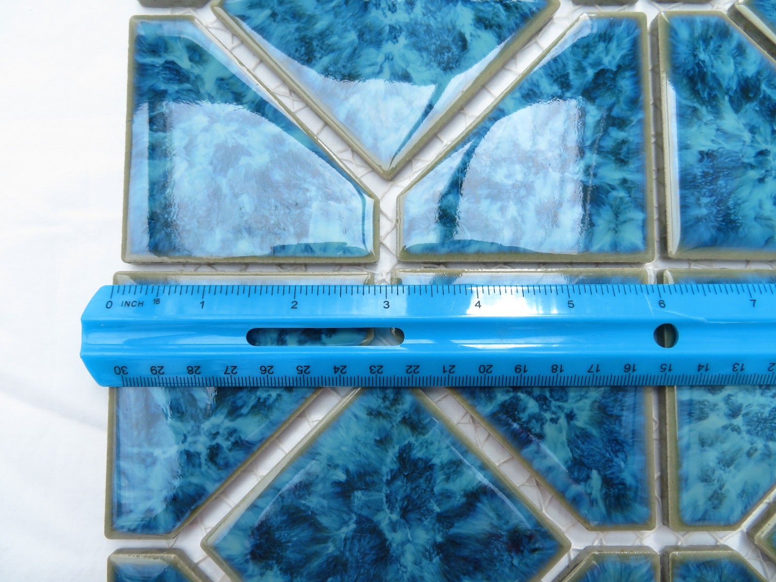 Tiles Weatherproof Medium Blues, 8 Decorative “Cloud” 6″ x 6″ On Netting UNUSED