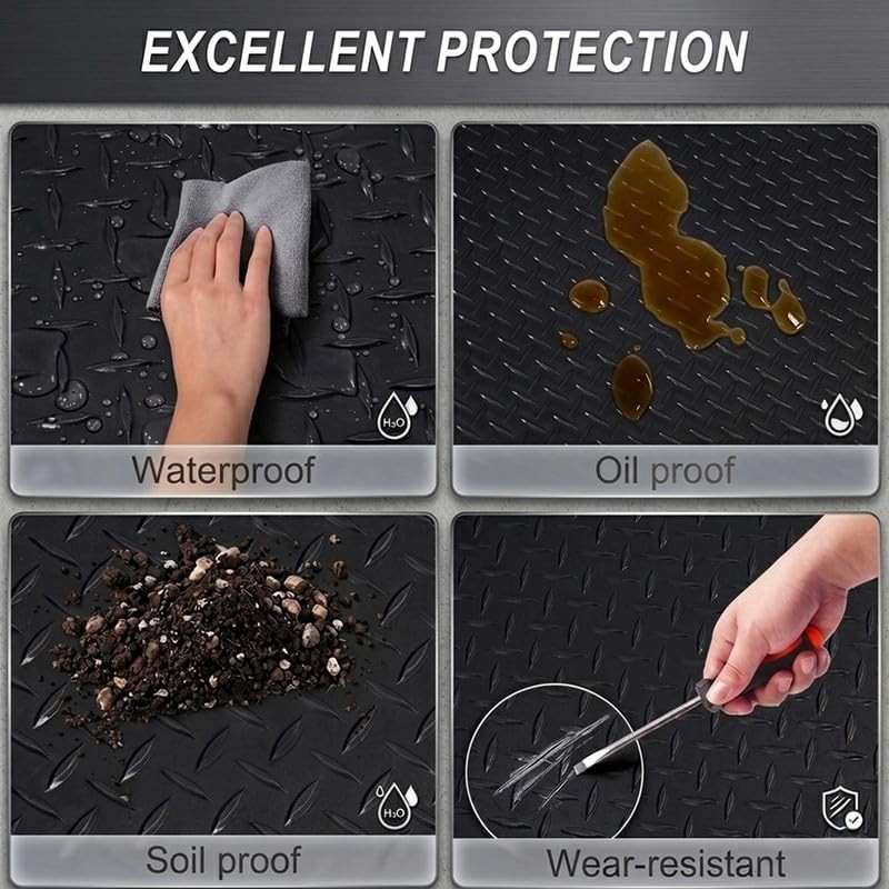 Garage Floor Mat, PVC Flooring Roll Thickened Garage Mats, Heavy 2FTX4FT Black