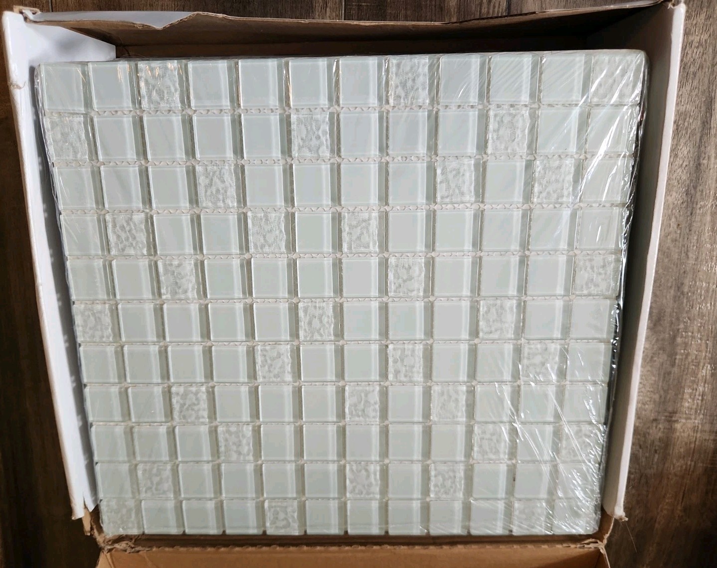 Individual Pc American Olean Glass Mosaic Tile 11″X10″ Longshore Mist Crackle