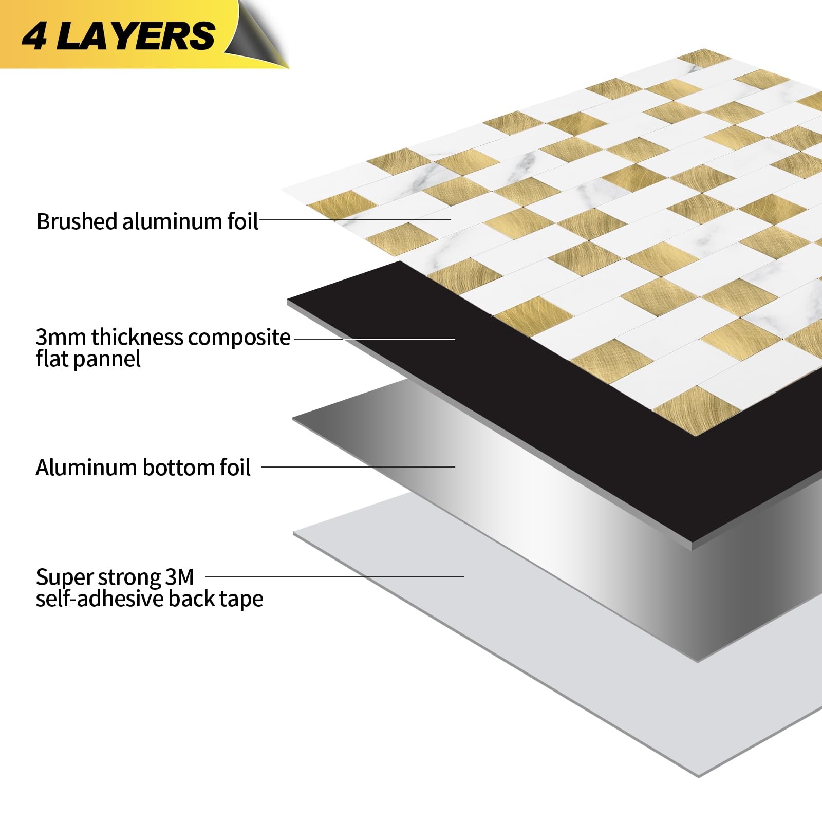 Yipscazo Marble White Gold Backsplash Tile 20 Sheets