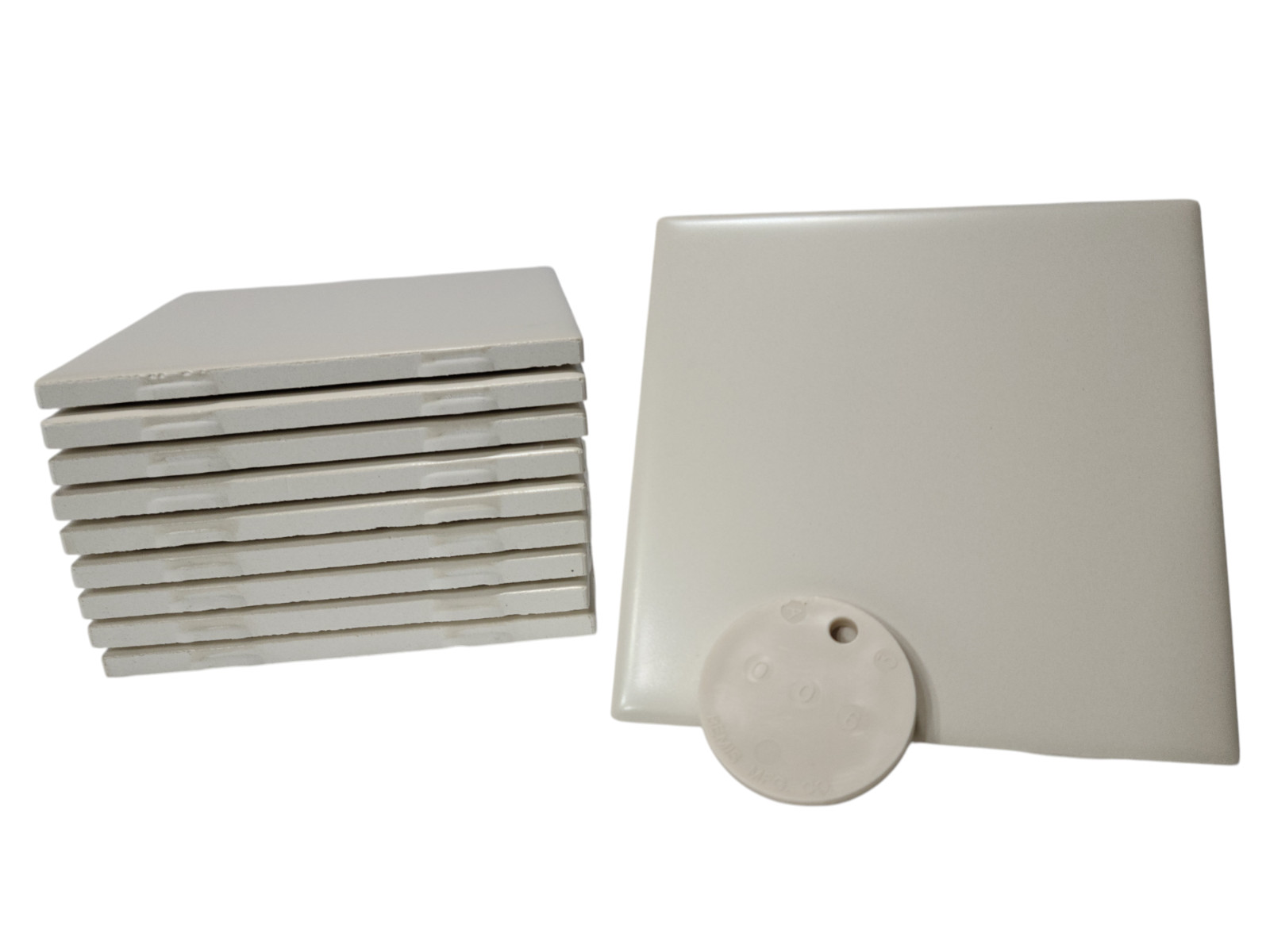 Beige Ceramic Tile 4.25 in Almond Bone Matte Subway Square Mid Century Modern