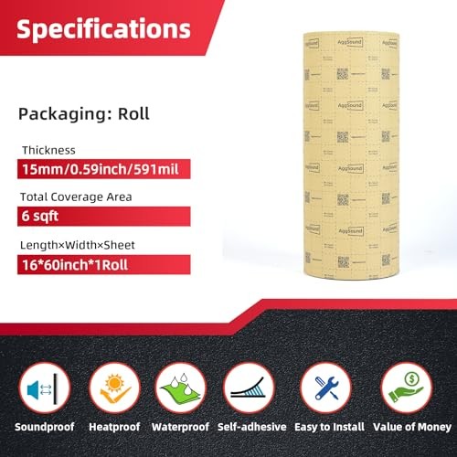 Sound Deadening Mat(15 mm) 6.54sqft – Car Sound Deadening 3/5inch 6sqft