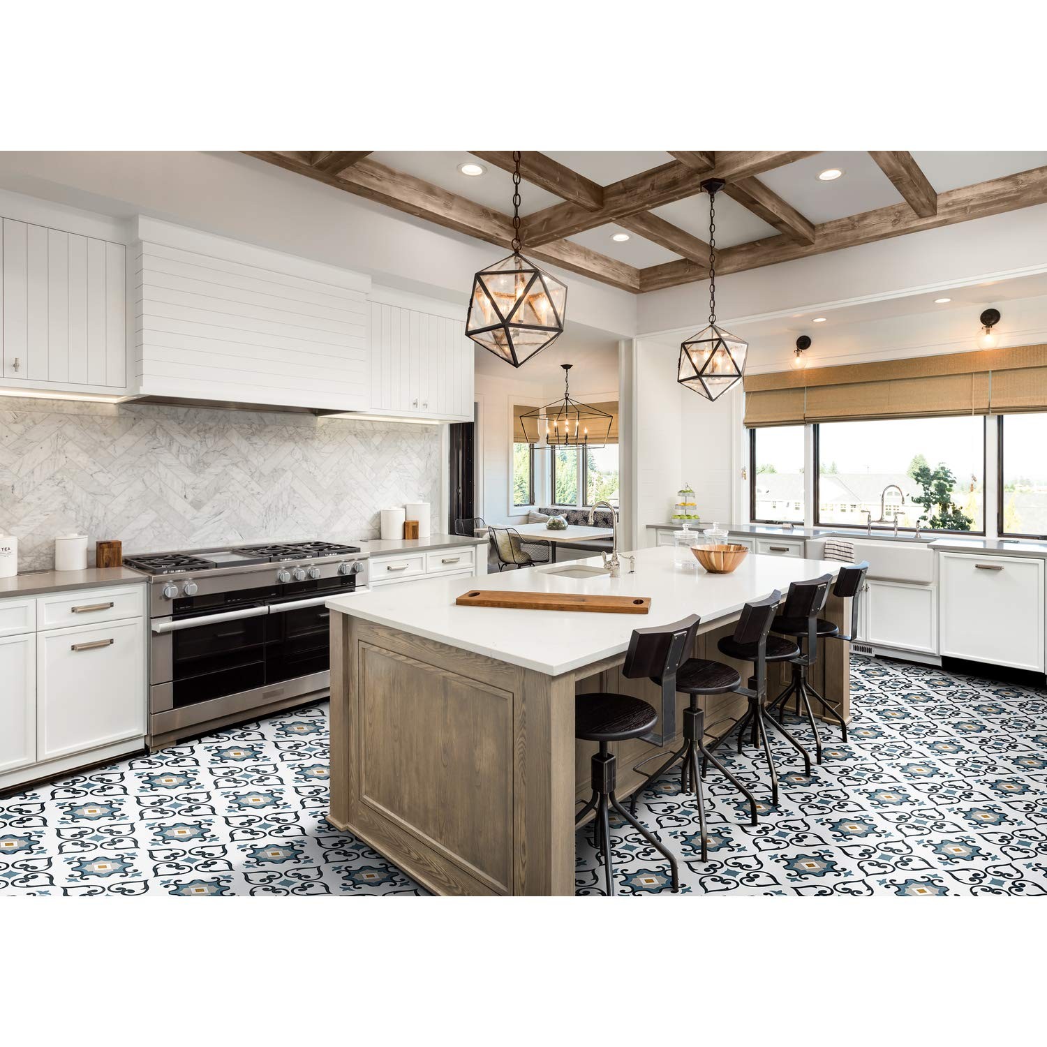 Retro Self Adhesive 12-Inch Vinyl Floor Tiles, 20 Tiles – 12″ x 12″, Prism Ma…