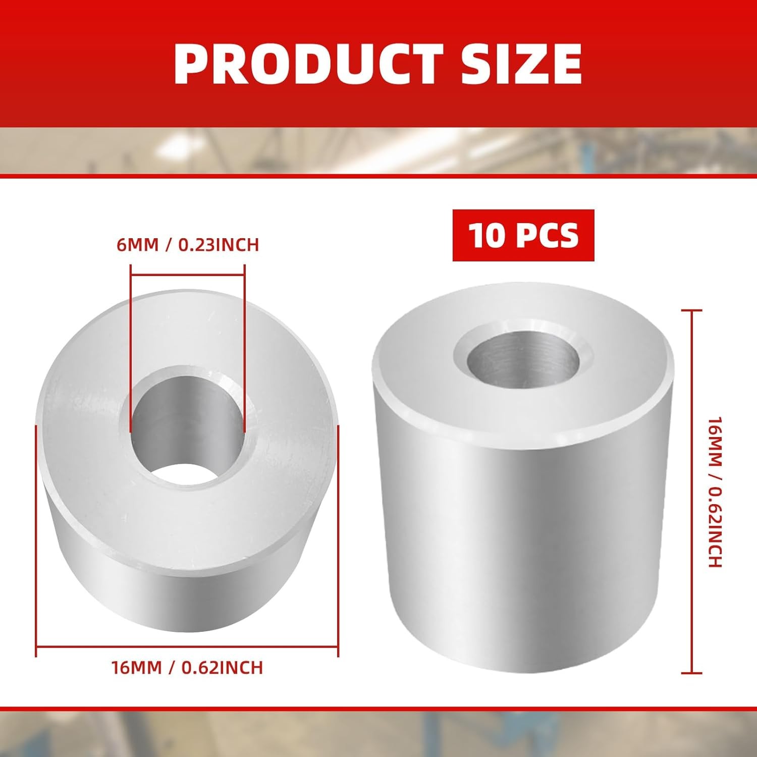 10pcs Stainless Steel Spacer 1/4″ ID x 5/8″ OD x Length, Round Spacers…