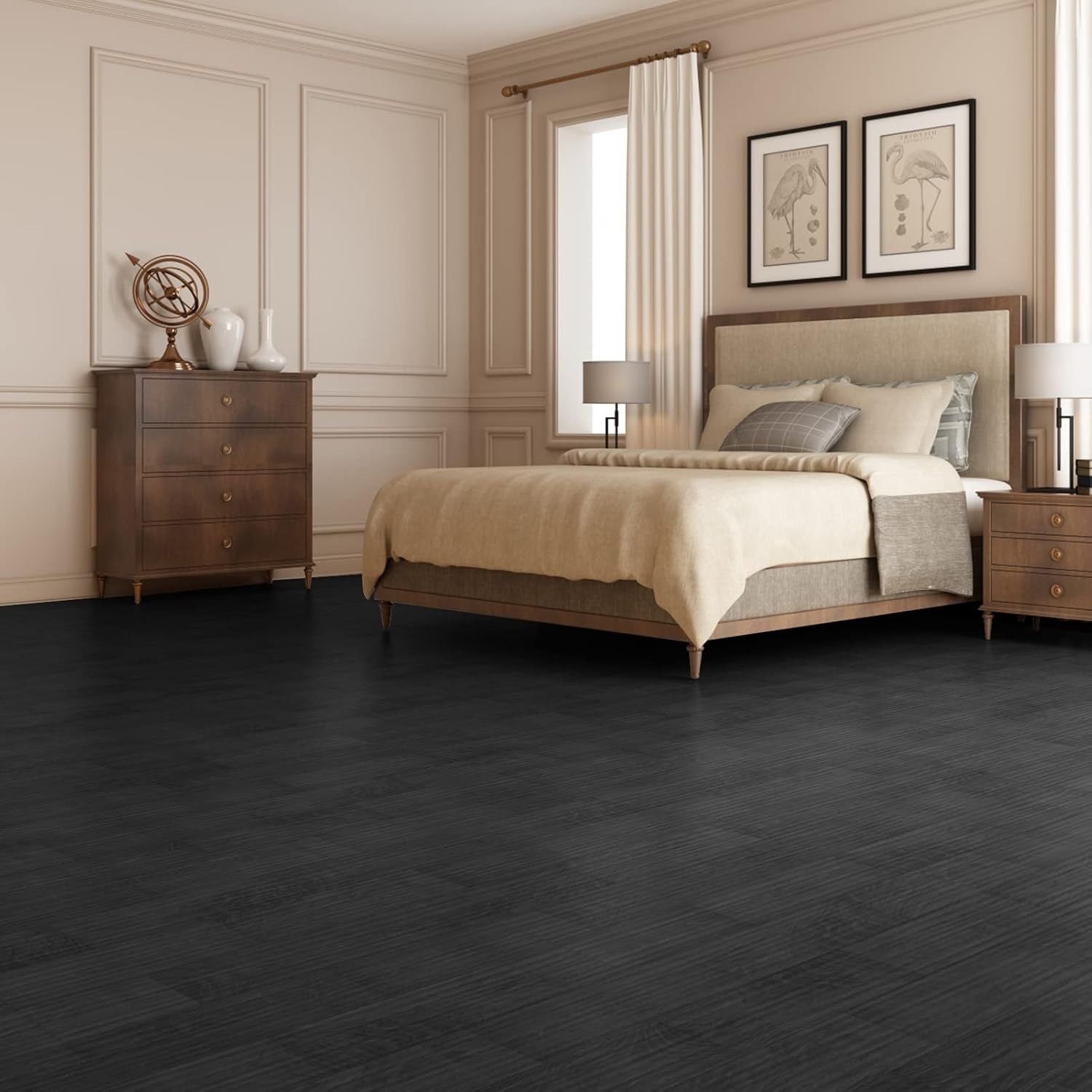 Black Vinyl Plank Flooring 36-Pack Waterproof
