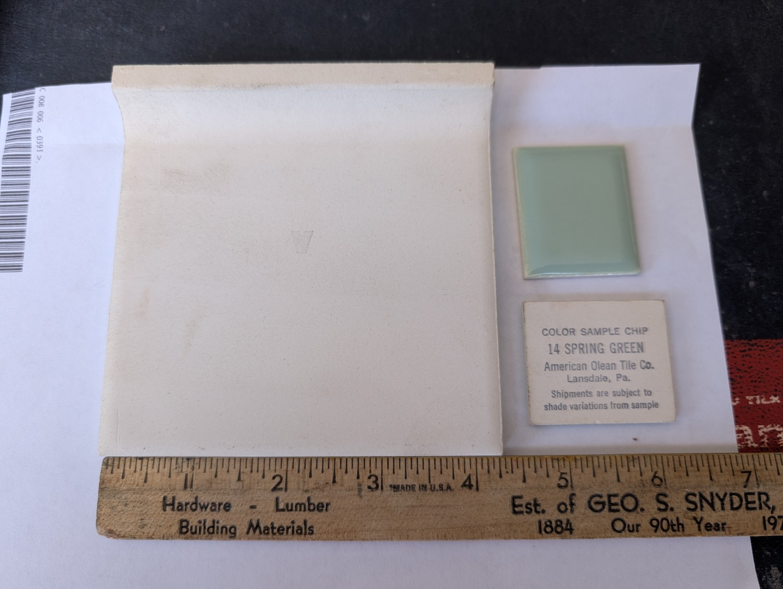 2 pcs 4 1/4″ Ceramic Tile #14 Spring Green American Olean Mud Bullnose A4402