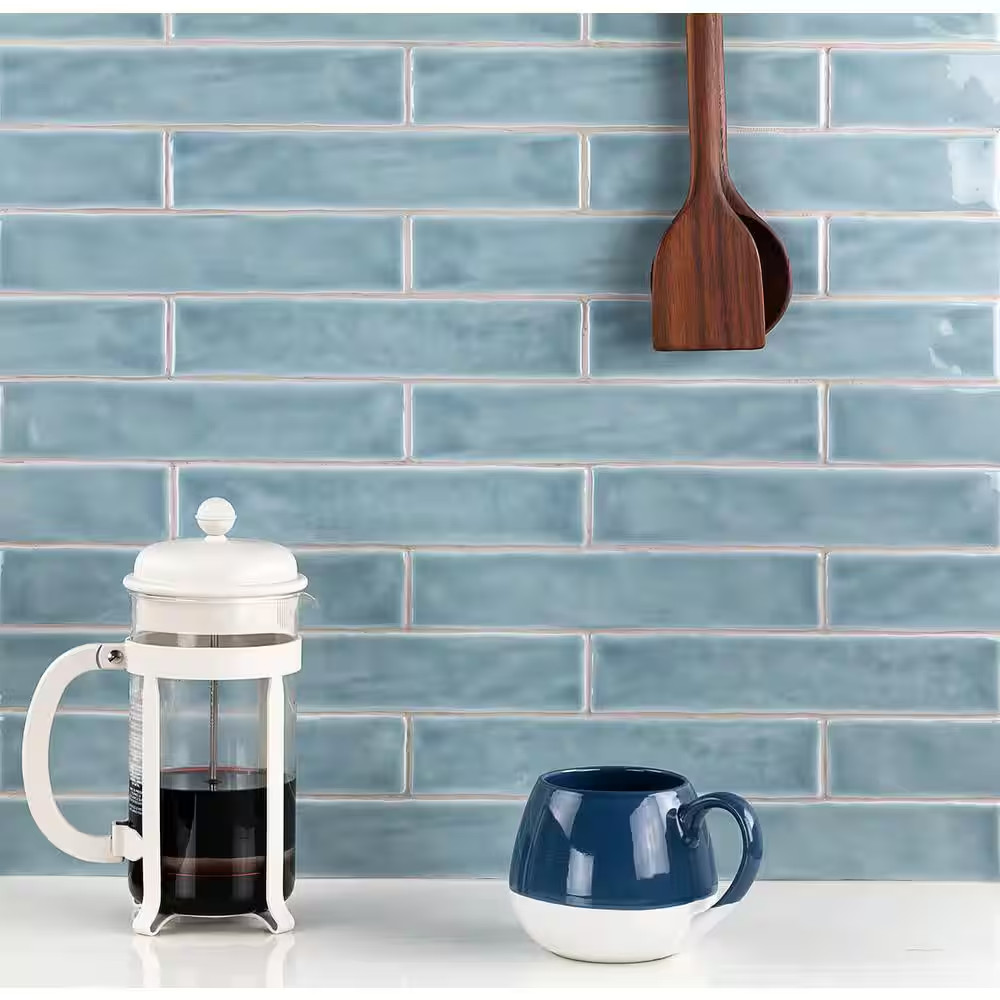 Newport Light Blue 2 In. X 10 In. X 11Mm Polished Ceramic Subway Wall Tile (40 P