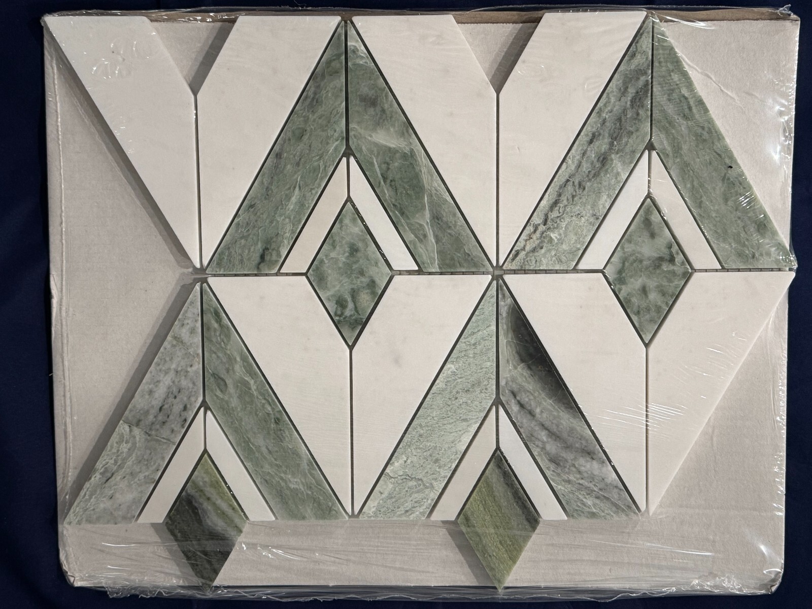 S58 Green/White Diamond Marble Mosaic Tile Kitchen Bathroom Polished, 7 sheets