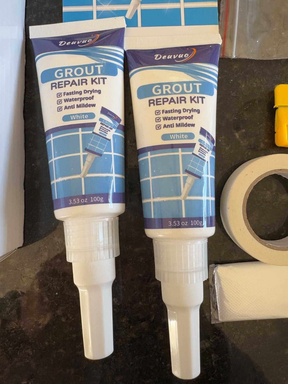 Tile Grout Repair Kit, 12 Pcs -White Grout Reviver Complete Set – New FREE SHIP