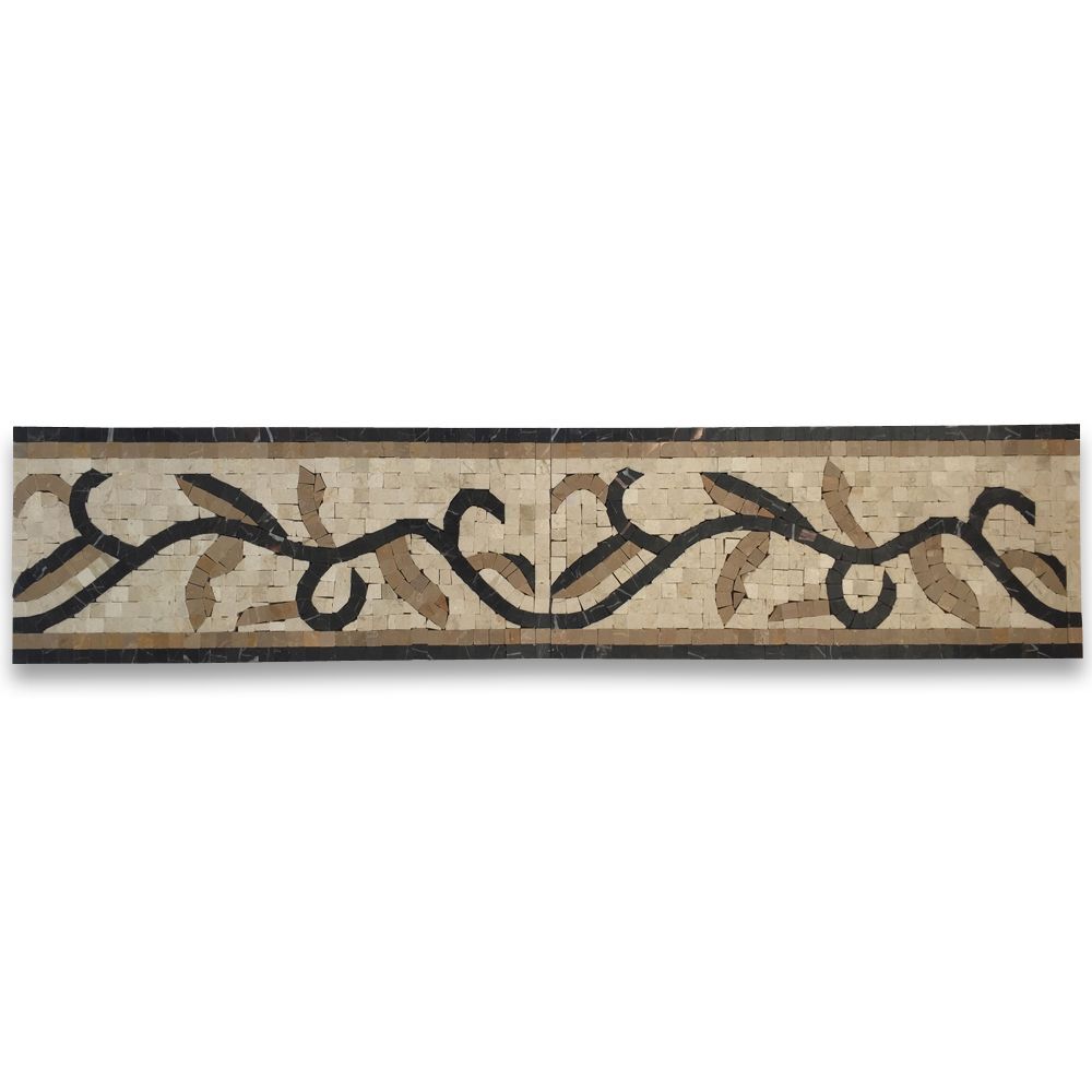 B0069P Marble Mosaic Border Listello Accent Tile Ivy Gold 5.9×13.4 Polished