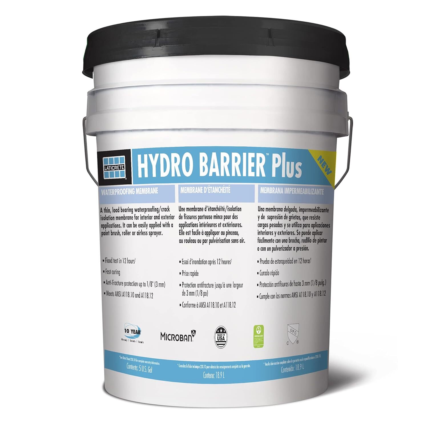 Laticrete Hydro Barrier Self-curing Waterproofing Anti-fracture Membrane, 5 Gal