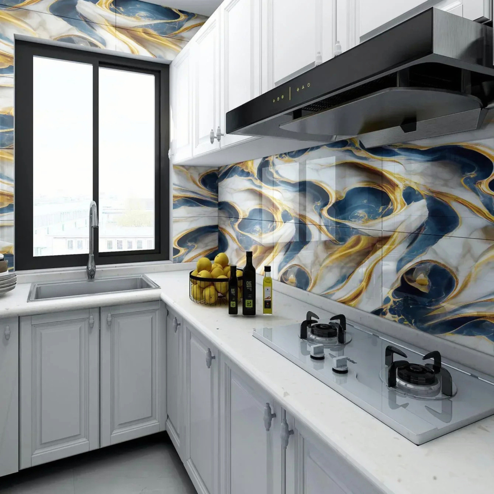 20Pcs Peel and Stick Marble Floor Wall Panels PVC Tiles Sticker US