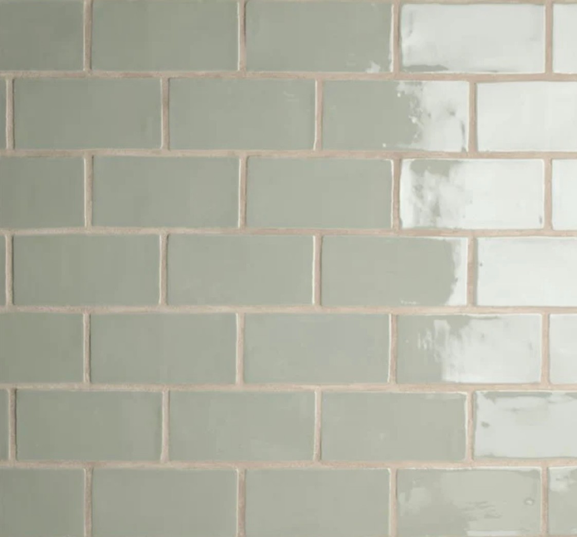 3×6 Sage Green Crackled Ceramic Tile, Backsplash Kitchen Bath (B0X OF 11 SF)