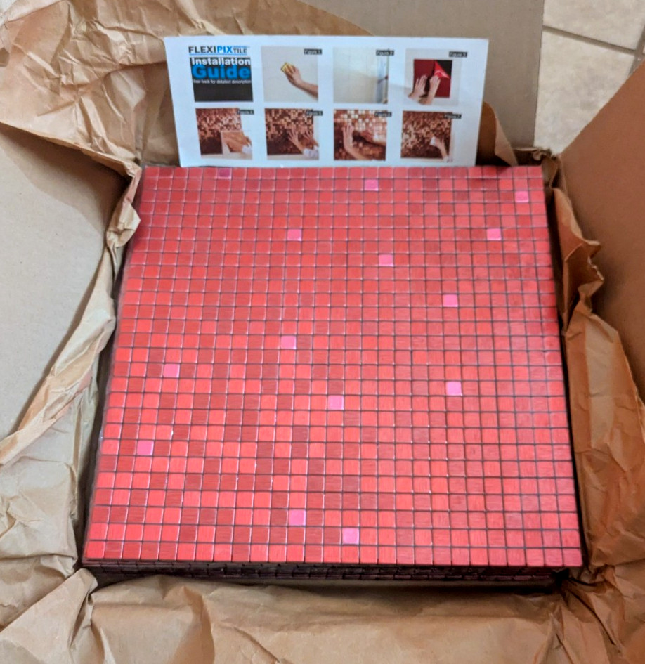 FLEXIPIXTILE PEEL & STICK MOSAIC TILE METALLIC RED 11.38″ x 11.38″ 10 PACK