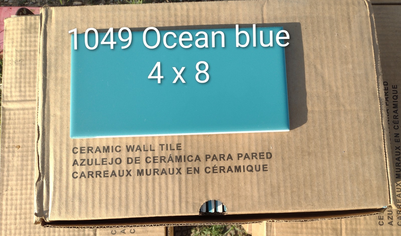 14 Tiles (3 ft²) – Glossy Ocean Blue 4″ x 8″ Ceramic Subway Tile..Vintage/Retro