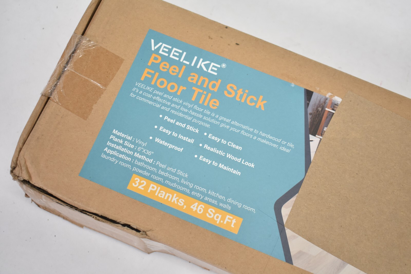 Veelike Black Vinyl Plank Flooring Peel & Stick Tiles 6″ x 36″ Low Gloss 36 Pack