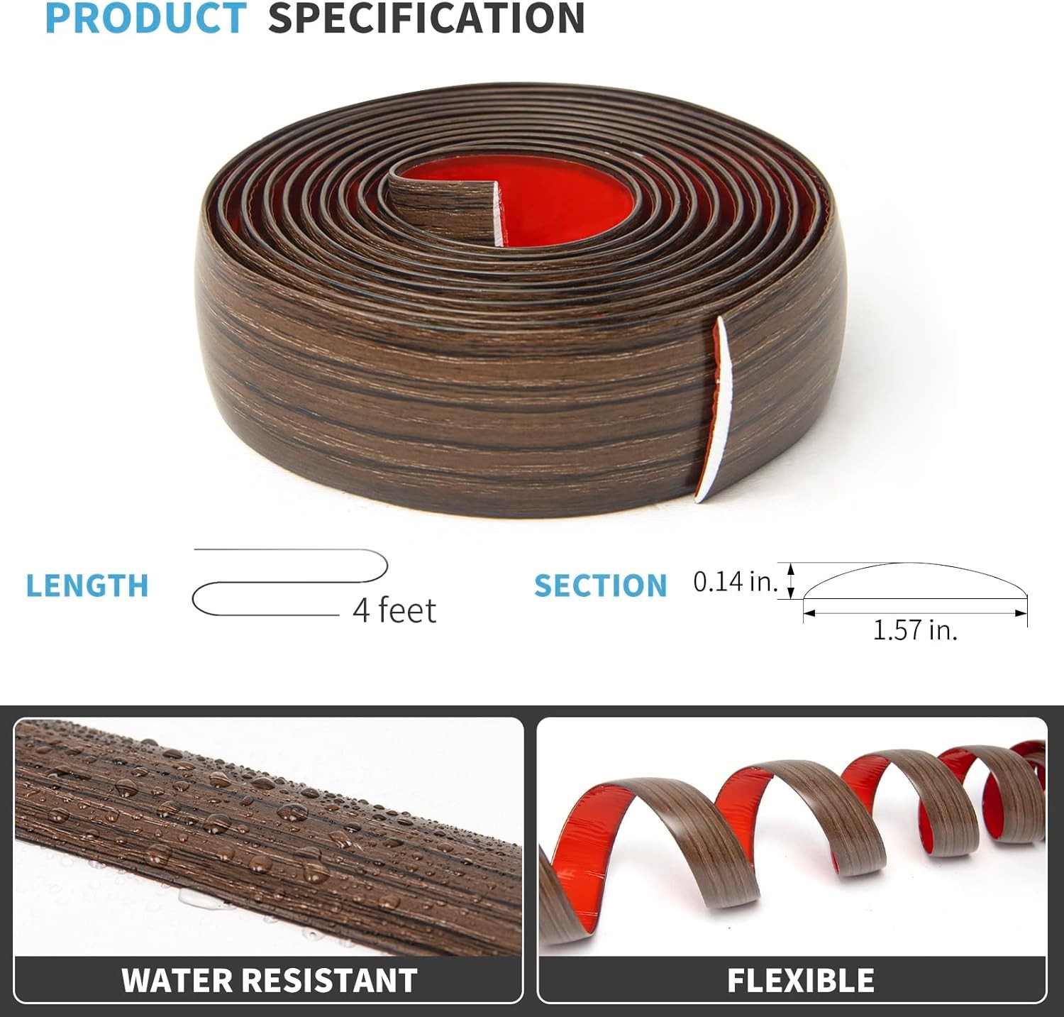 4FT Multi-Use Vinyl Floor Transition Strip – Perfect for Joining Rooms Elegantly