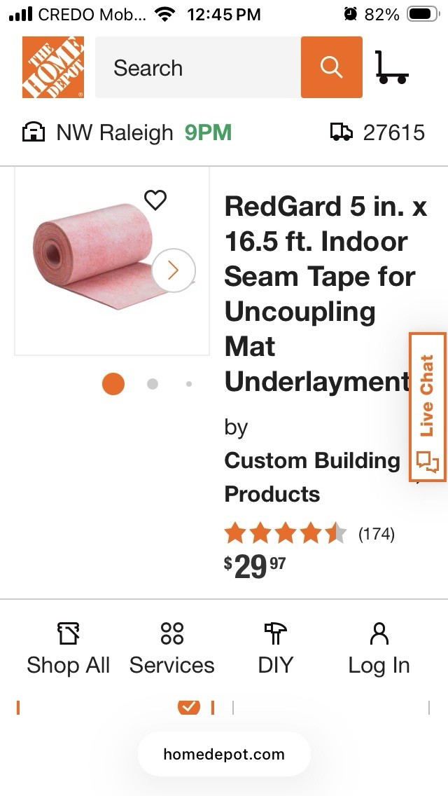 Redgard 5in x 16.5 ft Seam Tape Residential Red Waterproofing Membrane