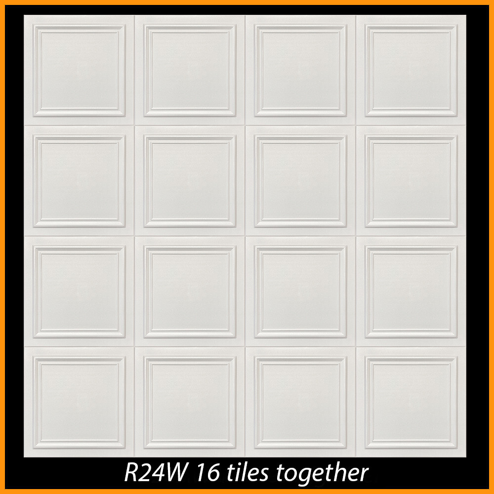 Ceiling Tiles Glue Up Styrofoam 20×20 R24 White Pack of 96 pcs (253 sq ft)