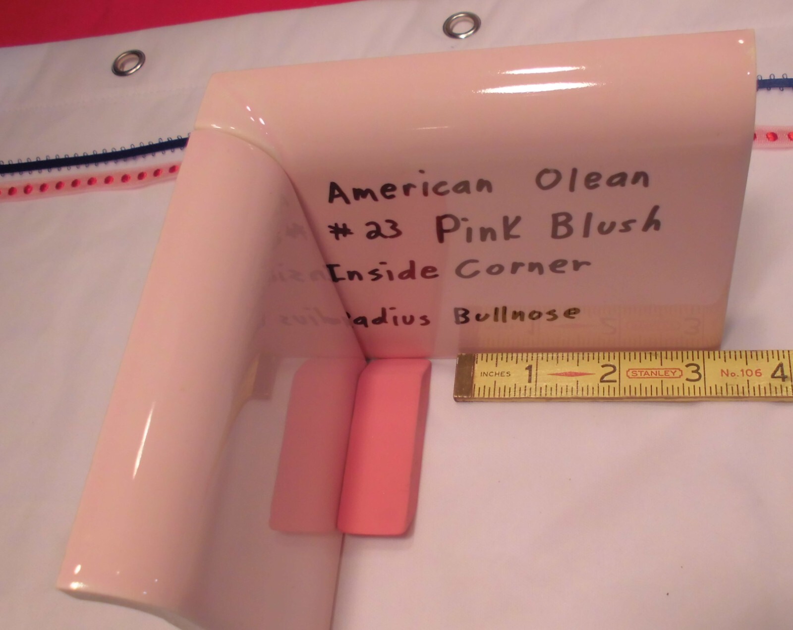 Pink Blush: Radius Bullnose Inside Ceramic Tile 4-1/4″ American Olean, AKR-4402